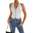 Sexy Fashionable V-neck Backless Crop Top T-shirt