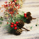 10Pcs Christmas Artificial Pine Picks Christmas Simulation Pine Needle Fake Mini Berries Pinecones For DIY Garland Flower Arrangements Holiday Wreaths Wedding Garden Xmas Tree Decorations