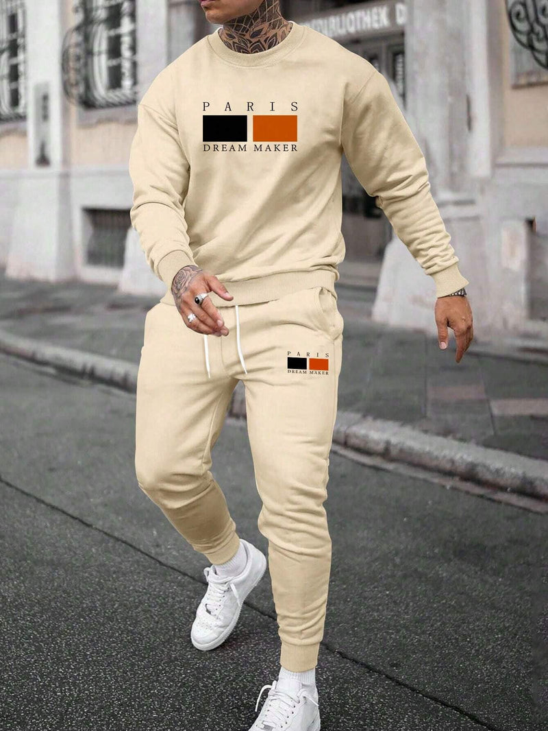 Round Neck Sweater Casual Sports Suit European Size Men's Clothing