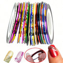 30PCS Nail Striping Tape Metallic Yarn Line 3d Nail Art Tool Color Rolls Nail Decals DIY Nail Tips Sticker Decoration