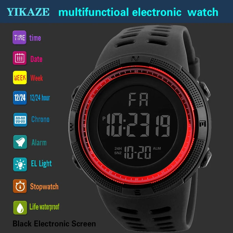 Electronic Watch For Mens Military Sports Watches Luminous Multifunction LED Digital Wristwatch for man kids Boy Student Teen