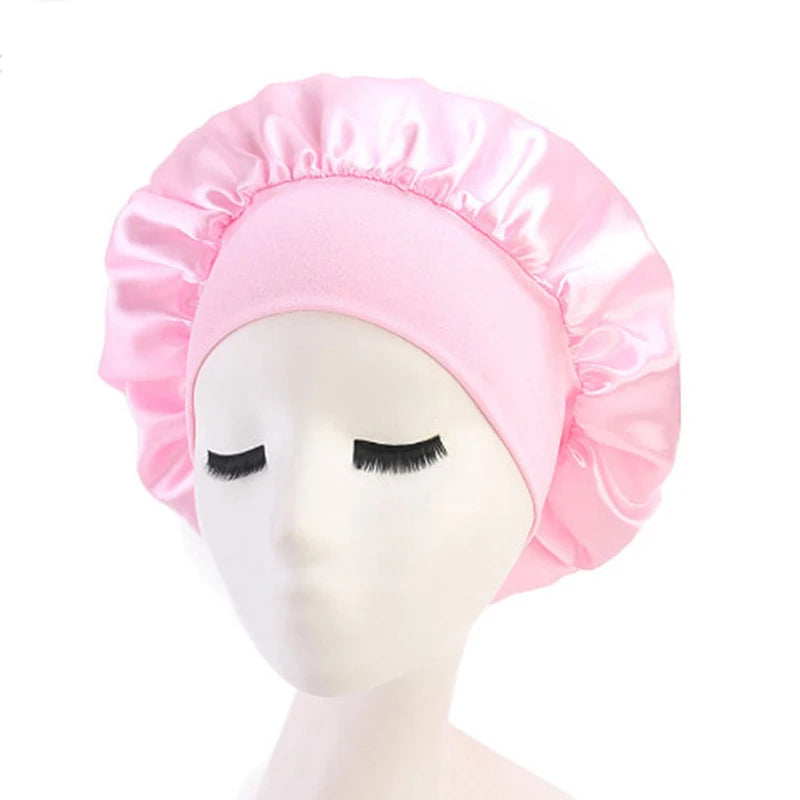 Newly Satin Night Hair Cap Women's Solid Sleeping Hat Sleep Care Bonnet Nightcap For Women Unisex Cap