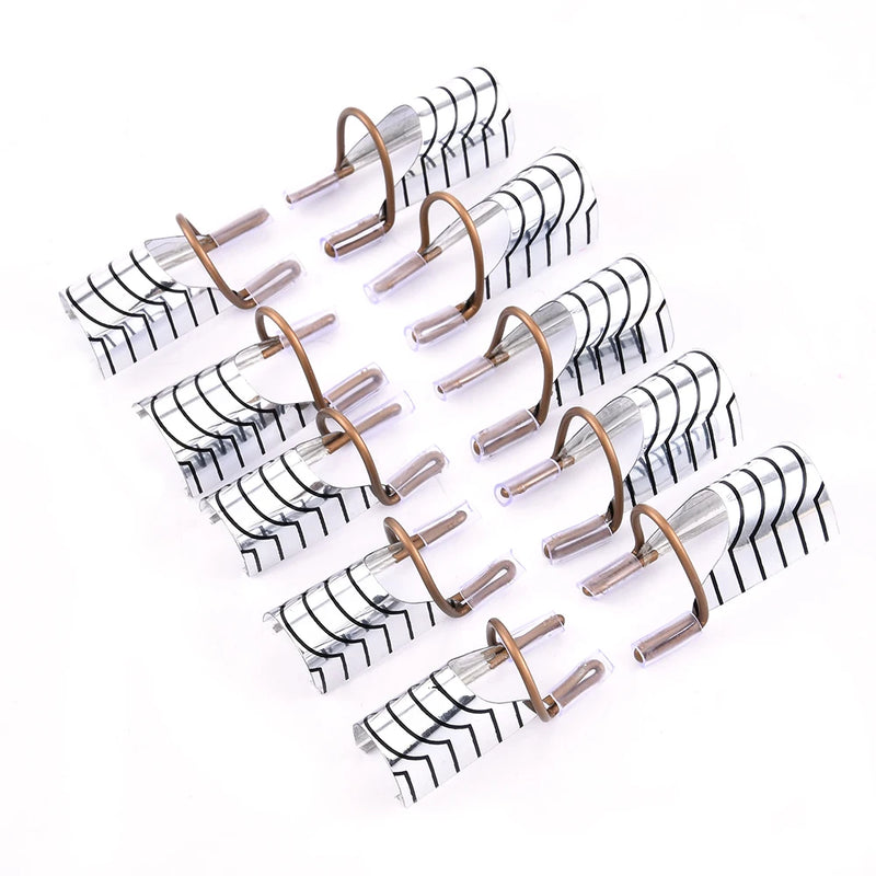 10Pcs Reusable Aluminum Nail Extension Pallets Tips Forms Nail Art Extension Sticker Builder Form Guide Stencil Manicure Tools