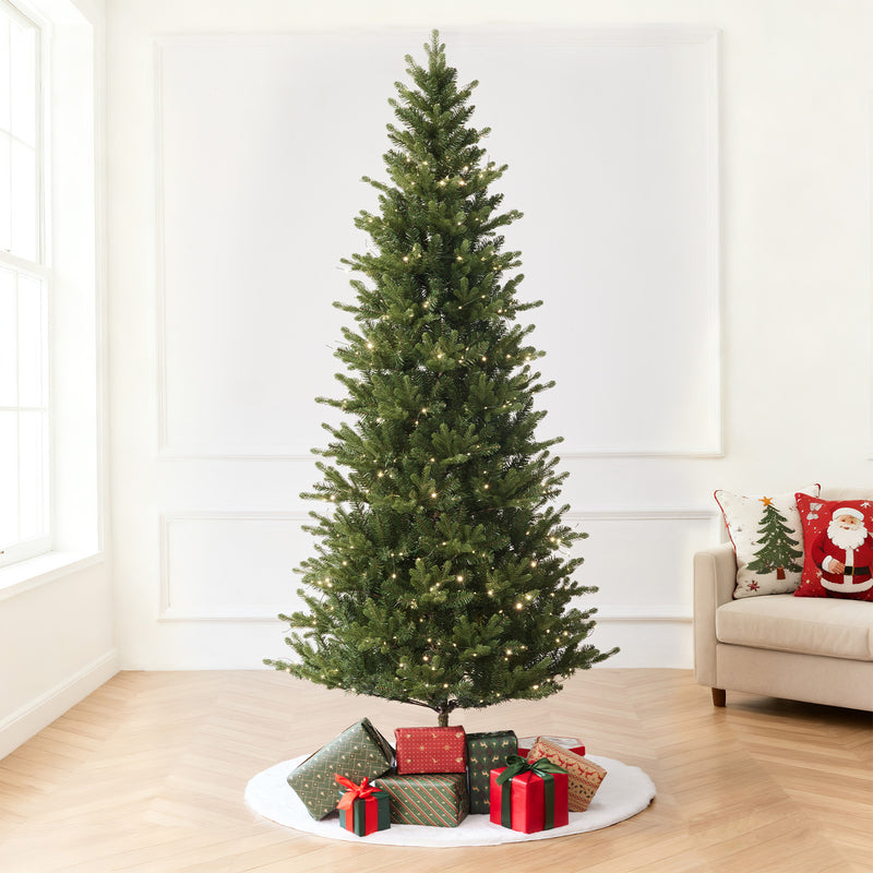 Aspen Slim Fir 7.5ft Christmas Tree Pre-Lit Artificial With 4,570 Branch Tips & 1,555 Low-Voltage Warm LED Lights, Foldable Stand & Realistic Flame-Resistant Branches