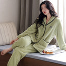 Flannel Thick Warm Long Sleeves Coral Fleece Couple Pajamas Suit