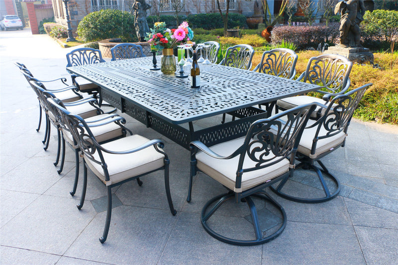 Rectangular 12 - Person 108&quot; Long Aluminum Dining Set with Cushions