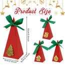 20 Packs Christmas Treat Boxes Goody Boxes Pre-Assembled Triangle Christmas Packing Box Christmas Tree Socks Gold Card Xtmas Cookie Gift Box For Christmas Birthday Wedding Party
