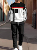 Fashion Men's Casual Sporty Round Neck Sweatshirt And Pants Two-piece Set