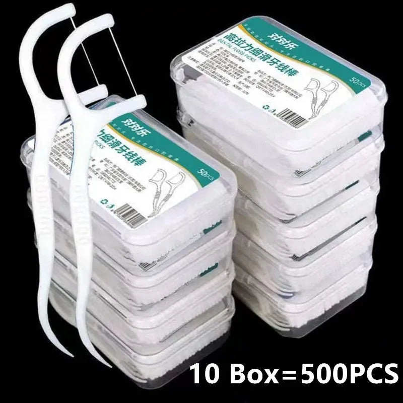 1/2/3/5/10 Box Portable Disposable Dental Floss Plastic Toothpick High-tension Dental Floss Stick Dental Floss Box ﻿Oral Care