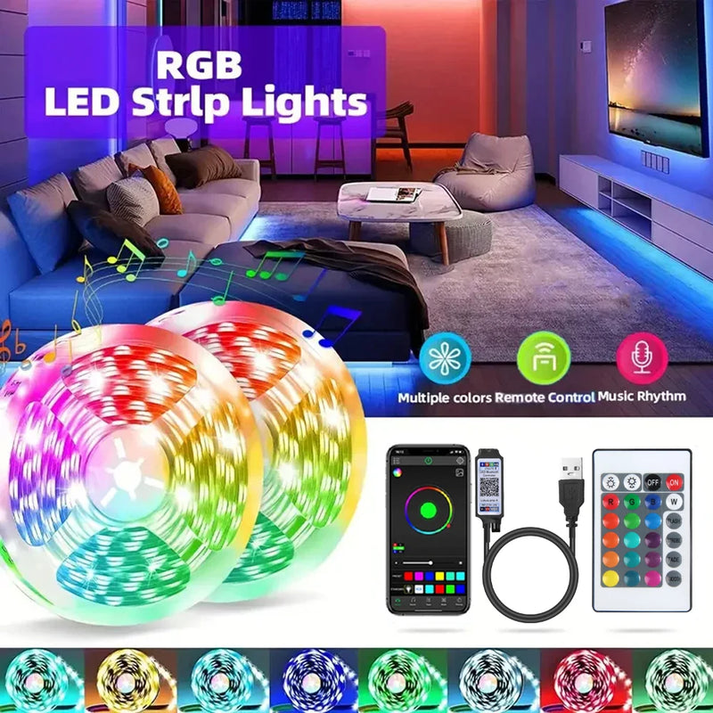 5V RGB LED Strip Lights Smart Bluetooth 24Key Remote Flexible Diode Lamp Tape SMD 5050 30LEDs/M For Room Home Decor TV Backlight
