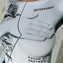 Round Neck Long Sleeve Fashion Print Slim Versatile Sexy Bodysuit