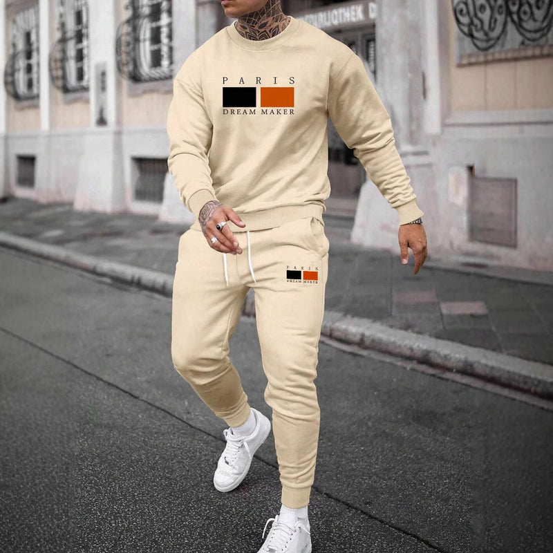 Round Neck Sweater Casual Sports Suit European Size Men's Clothing