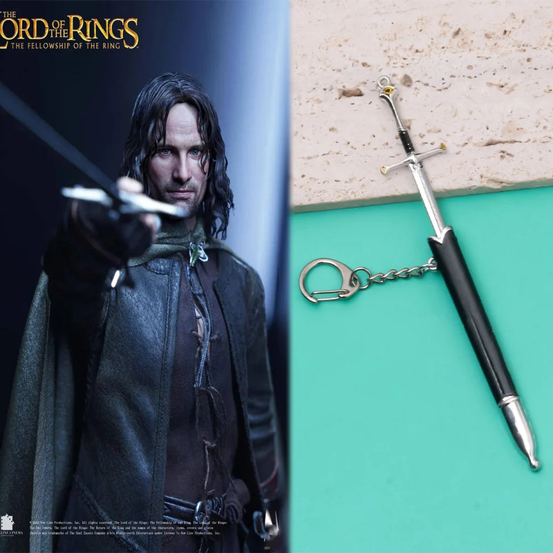 Aragorn Narthil Sword Keychains Medieval Weapon Metal Katana Samurai Sword Keychain Ornaments Gifts Toys for Boys Collects
