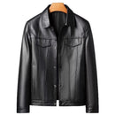 Men's First Layer Cowhide Spring And Autumn New Polo Collar Leather Jacket