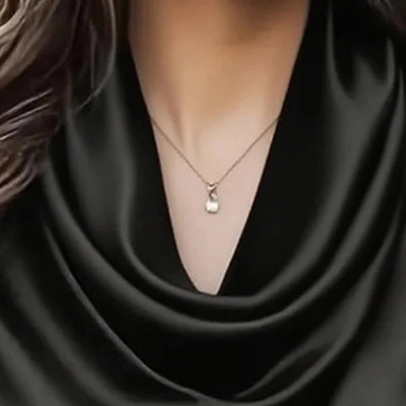 Women's Elegant Draped Neck Blouse, Solid Color Ruffle Detail Long Sleeve Shirt For Office And Formal Wear