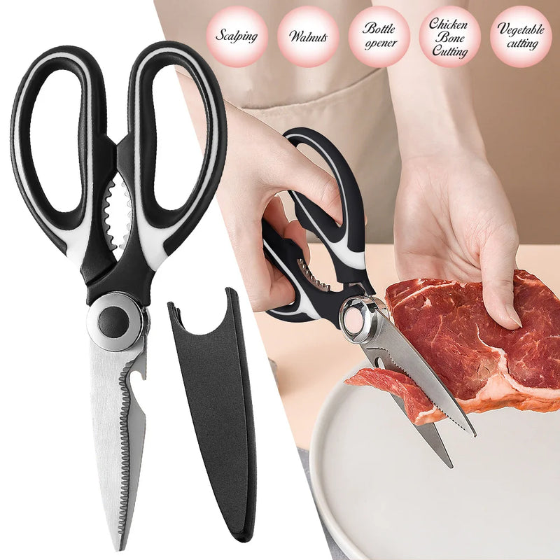 Multifunctional Scissors Kitchen Stainless Steel Scissors Chicken Bone Meat Fish Killing Dedicated Household Gadgets Scissors