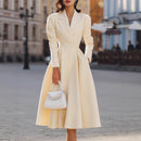 French V-neck Waist-cinching Slimming High-end Long Dress