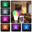 16 Colors RGB Bulb LED Multicolor Bulb E27 Base 220V Household Lighting Dimmable 24 Key Remote Control Atmosphere Neon Light