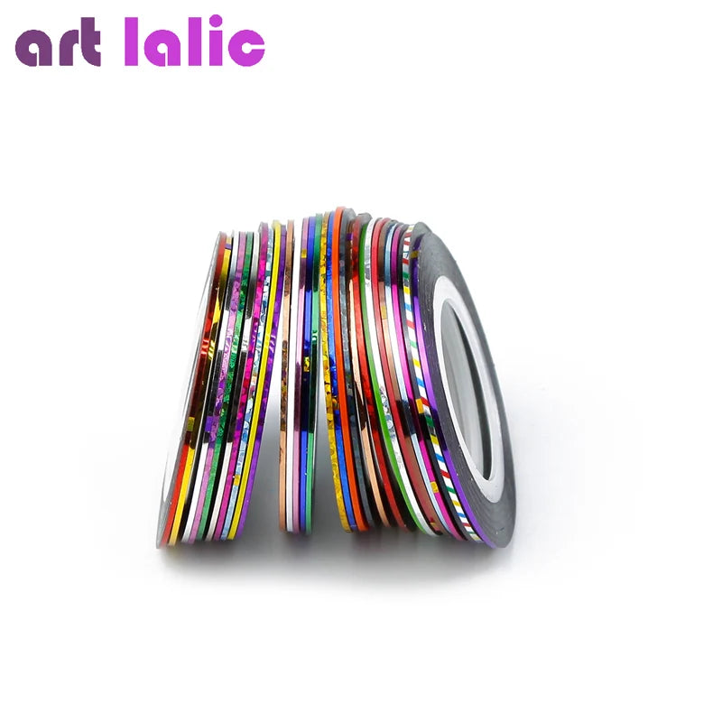 10 Rolls Nail Art Striping Tapes, Nail Liner Stickers, Nail Decals, 1mm Adhesive Stickers for Nail Tips Styling
