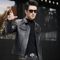 Men's First Layer Cowhide Spring And Autumn New Polo Collar Leather Jacket