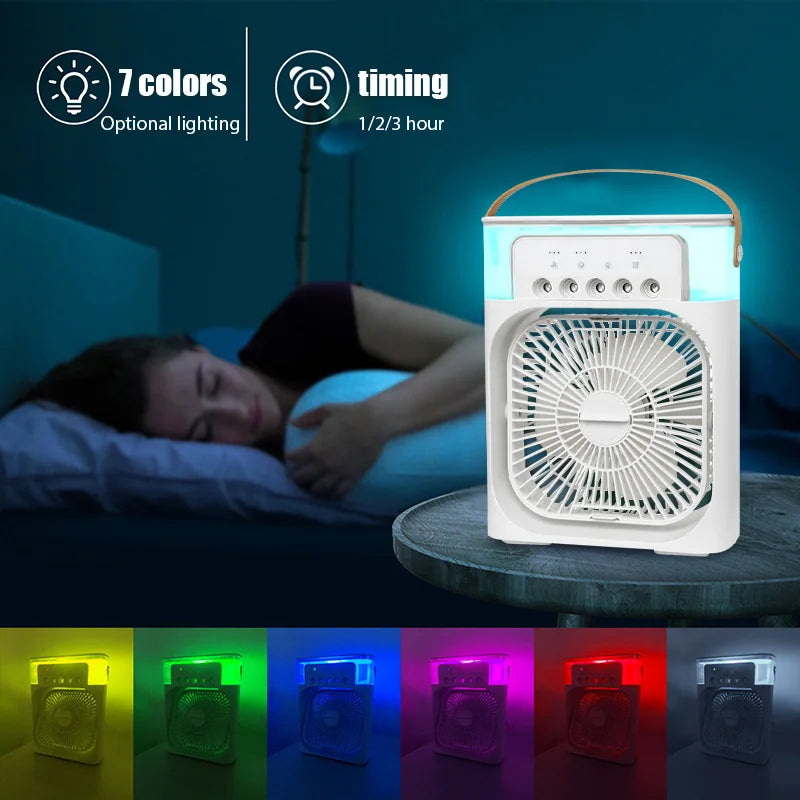 Portable 3 In 1 Fan AIr Conditioner Household Small Air Cooler LED Night Lights Humidifier Air Adjustment Home Fans