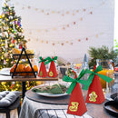 20 Packs Christmas Treat Boxes Goody Boxes Pre-Assembled Triangle Christmas Packing Box Christmas Tree Socks Gold Card Xtmas Cookie Gift Box For Christmas Birthday Wedding Party