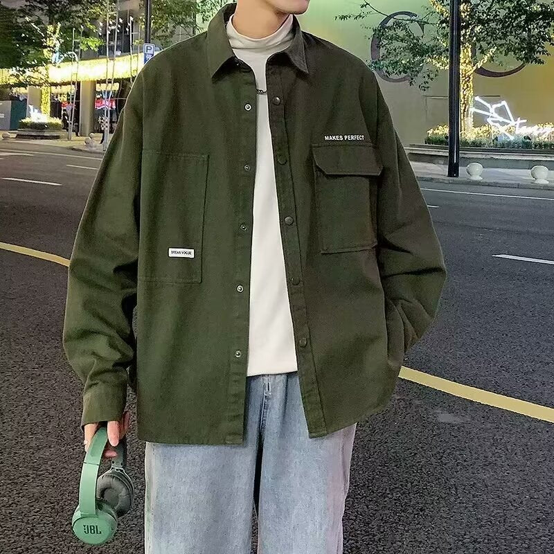 Fashion Loose Oversized Cardigan Long Sleeve Shirt Men