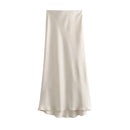 Women 2025 Satin Black Skirt Women High Waist Long Skirts for Women Summer White Midi Skirt Office Elegant Daily Skirts