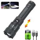 Powerful LED Flashlight Battery Display USB Rechargeable Light Telescopic Zoom Torch Lamp Outdoor Camping Fishing Lantern
