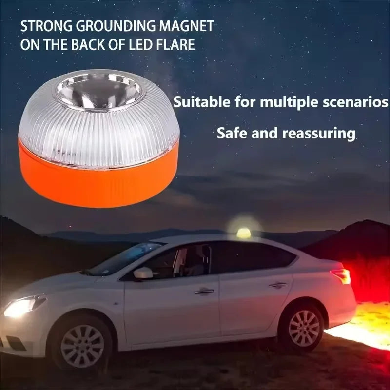 Led Car Strobe Warning Light Flashing Light Portable Emergency Light Magnetic Induction Road Accident Light  Safety Accessory
