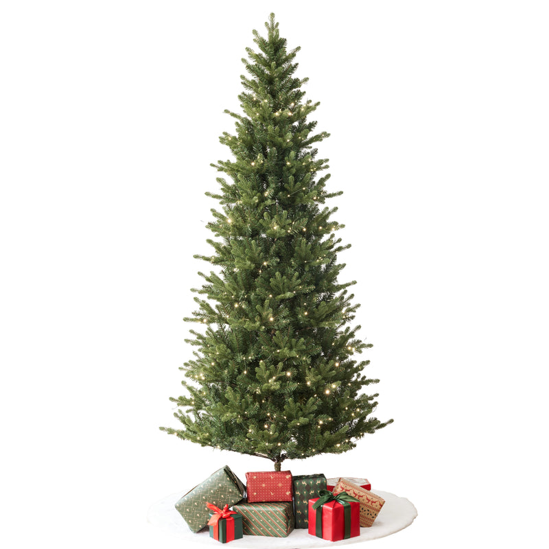 Aspen Slim Fir 7.5ft Christmas Tree Pre-Lit Artificial With 4,570 Branch Tips & 1,555 Low-Voltage Warm LED Lights, Foldable Stand & Realistic Flame-Resistant Branches