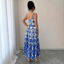 Women's Summer New Waist-slimming Design Floral Strap Dress Elegant Vacation Style