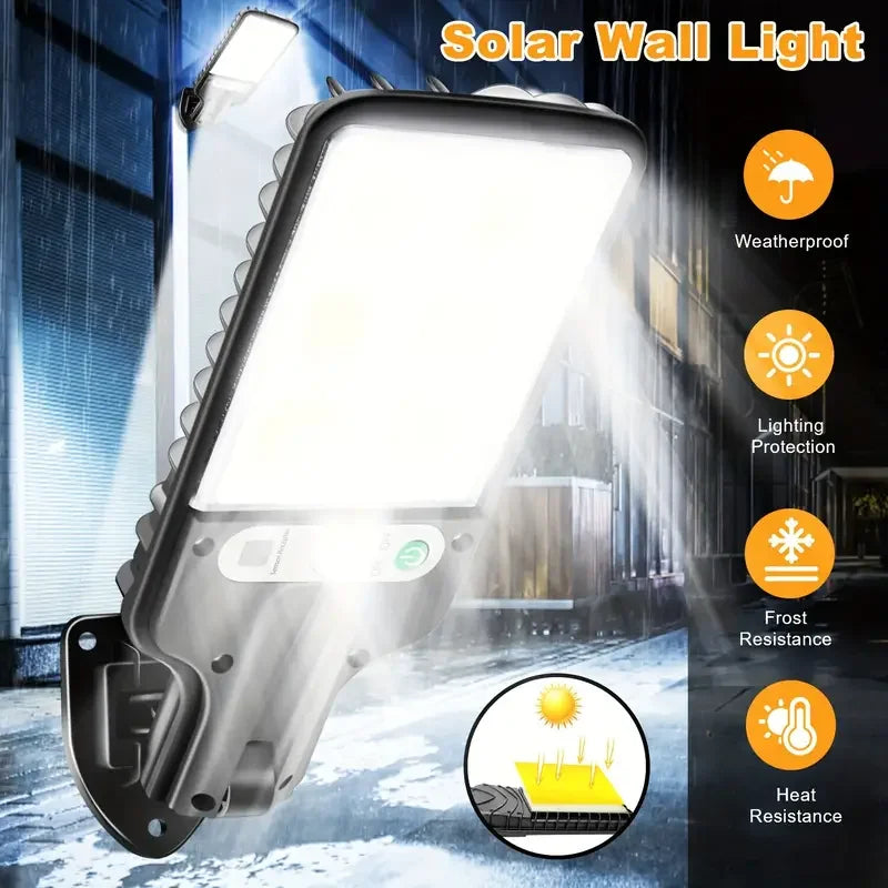 LED Wall Street Lamp 108 LED Solar Lights Outdoor With 3 Mode Waterproof Motion Sensor Security Lighting for Garden Patio Path