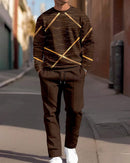 Fashion Men's Casual Sporty Round Neck Sweatshirt And Pants Two-piece Set