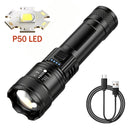 High Strong Power Led Flashlights 2000LM Tactical Torch with Display Light USB Charging Camping Fishing Emergency Zoom Lantern