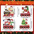 4 Pack Christmas Yard Signs With Plastic Stakes Xmas Train Snowman Christmas Tree Gift Lawn Signs For Yard Fence Garden Lawn Xmas Holiday Outside Decoration Supplies