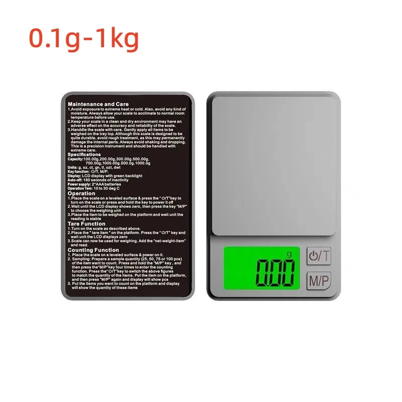 Precision Pocket Scale 1000g X 0.01g - Digital Gram Food Jewelry Ounces/Grains Scale with Backlit LCD - Mini Scale for Travel