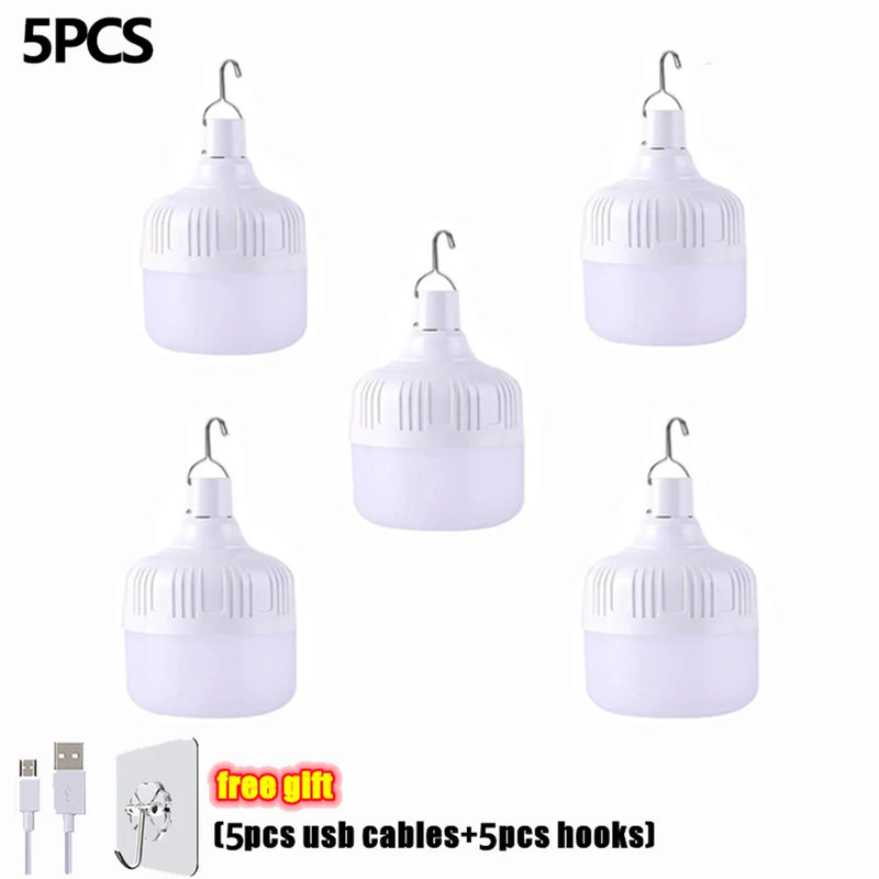 Portable Lanterns High Power USB Rechargeable LED Emergency Lights Hook Outdoor Camping Tents Lantern Lighting Flashlight Bulb