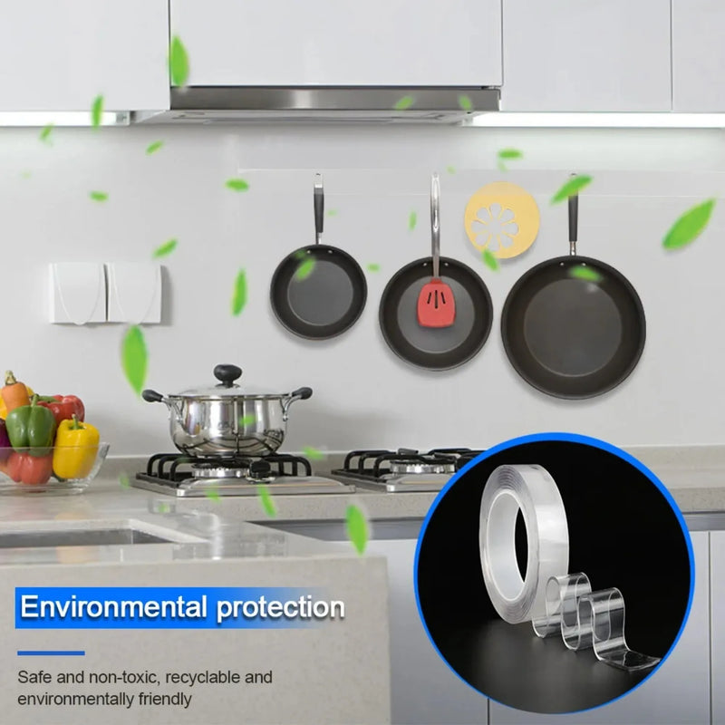 1/3/5M Double Sided Tape Transparent Acrylic Reusable Waterproof Adhesive Tracsless Tape Gadget Doble Cara Nano Tapes