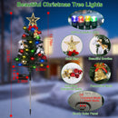 4Packs Solar Christmas Tree Lights Xmas Garden Decorations Tree Stake Lamp 20LEDs Solar Decor Light With Constant And Flashing Mode For Pathway Yard Patio Landscape