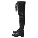 Cross-border Winter Foreign Trade New Sexy European And American Style Lace-up Side Zipper Low Heel Long Over-the-knee Leather Boots Large Size Women&