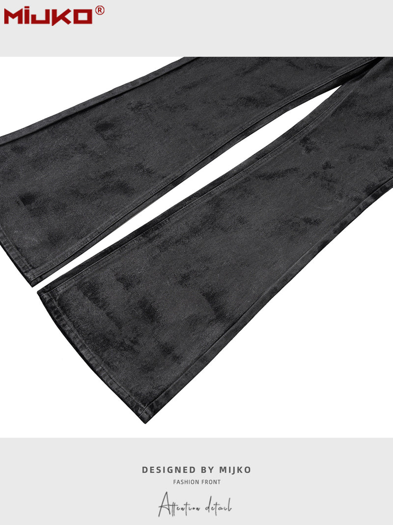 Men&#039;s High Street Wide-leg Black Trousers Men&#039;s And Women&#039;s Same Neutral Hand-brushed Glitter Skinny Jeans