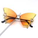 Cross-border Hot Sale Large Frame Metal Butterfly Powder Sunglasses Punk Personalized ISN Siaman Split Rihanna Sunglasses