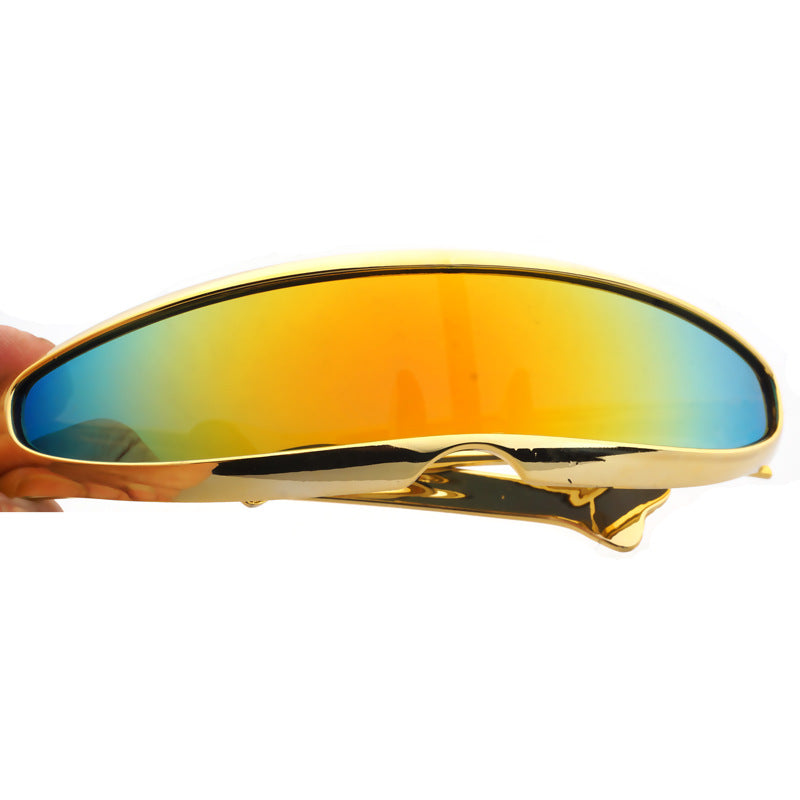 Electroplated Frame Sunglasses Colorful One-piece Riding Sunglasses
