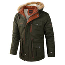 Plus Fleece Cotton Jacket Mid-length Casual Jacket With Detachable Hood Jacket Men&