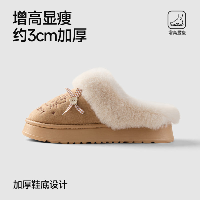 New Autumn And Winter Sanrio Home Indoor Plush Slippers Non-slip Warm Cotton Slippers Home Thick-soled Cotton Slippers For Women
