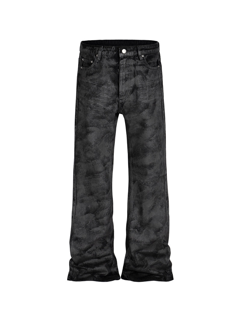 Men&#039;s High Street Wide-leg Black Trousers Men&#039;s And Women&#039;s Same Neutral Hand-brushed Glitter Skinny Jeans