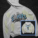 High Street Hooded Sweatshirts For Men And Women, Loose Couple Jackets, Embroidered Trendy Basic Popular Hip-hop Distressed Jackets