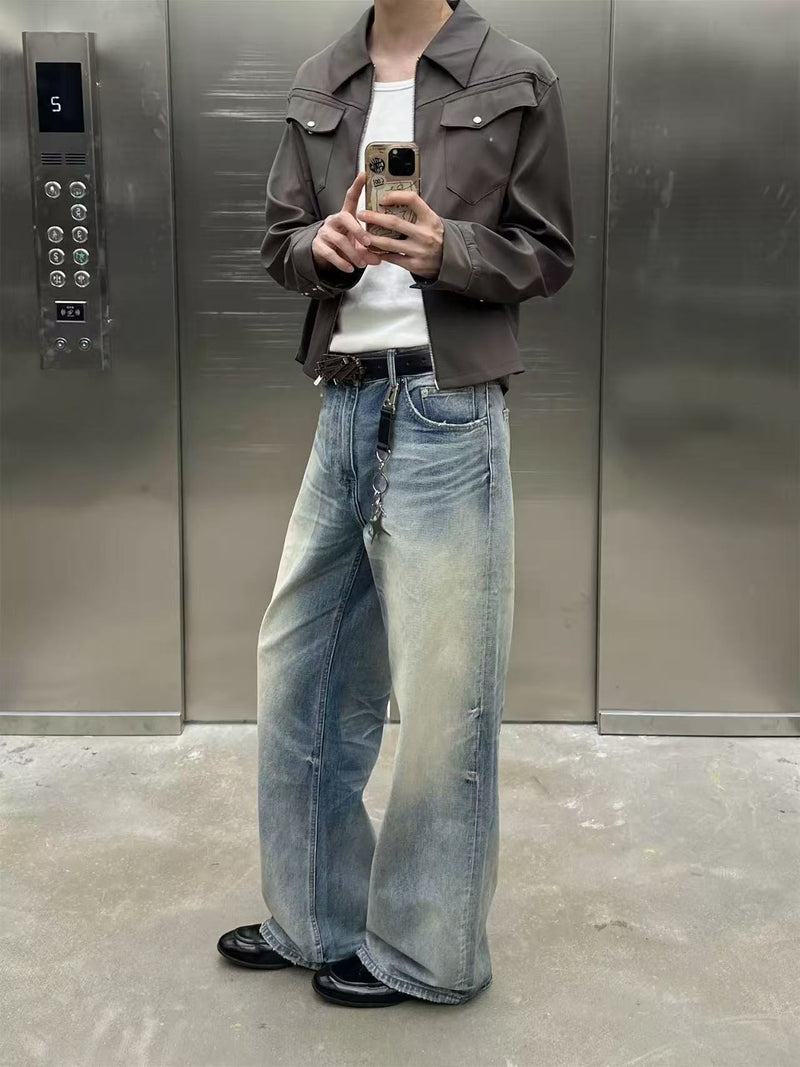 New 25Ss Ox King Series 05 A-line Version Washed Blue Straight Loose Cleanfit Jeans