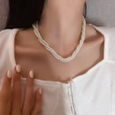 Retro Multi-layer Winding Imitation Pearl Necklace European And American Ins Elegant Simple Choker Fashion Niche Clavicle Chain Women